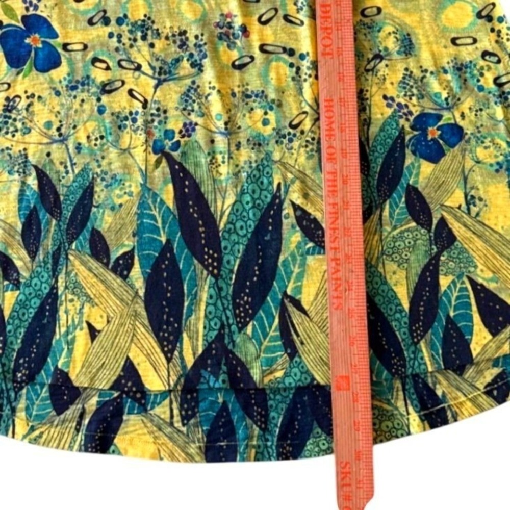 Inoah Women's Yellow Floral Abstract Tunic Knit Top XL Boho Artsy Lagenlook USA - Picture 6 of 7